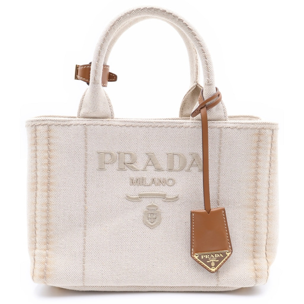 PRADA(プラダ) カナパ リカーモ 2WAYショルダーバッグ ホワイト キャンバス×レザー 1BG464