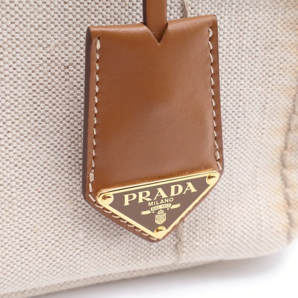 PRADA(プラダ) カナパ リカーモ 2WAYショルダーバッグ ホワイト キャンバス×レザー 1BG464