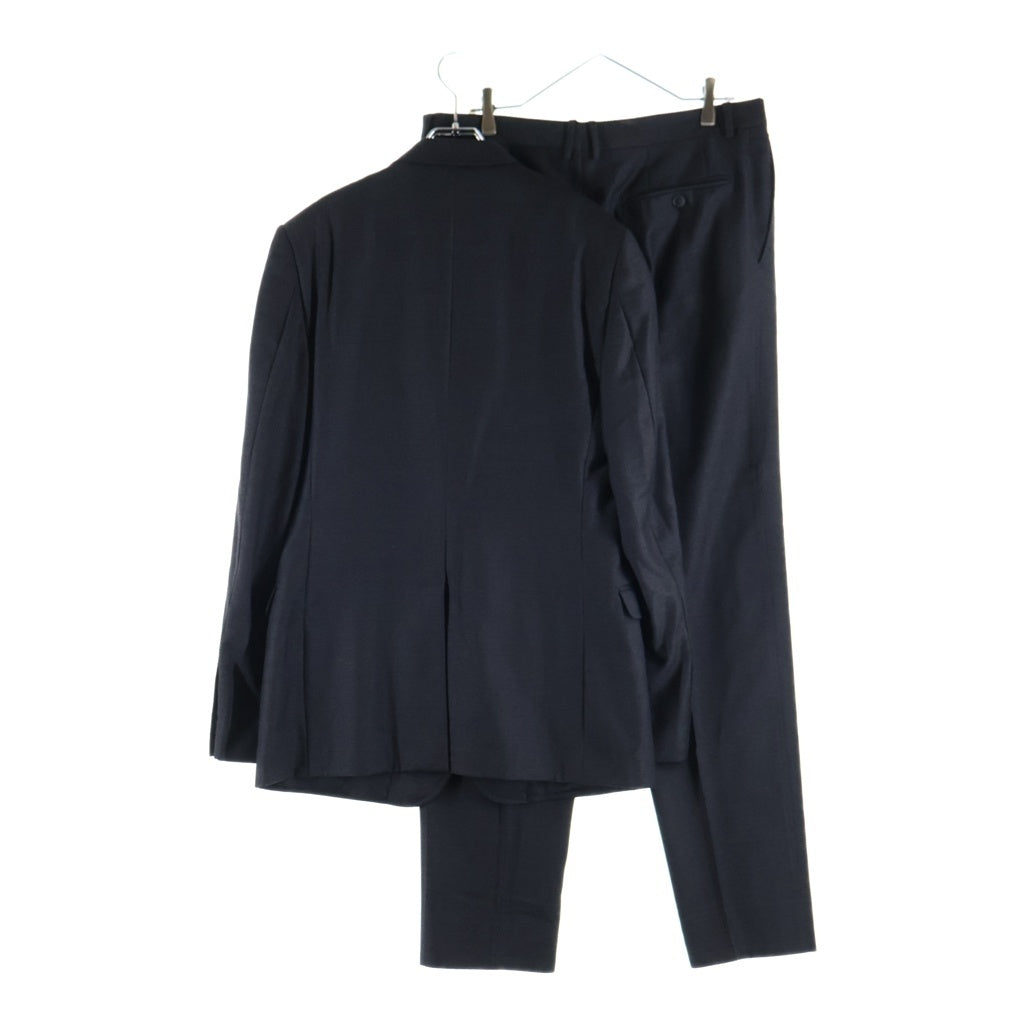 DOLCE & GABBANA(ドルチェアンドガッバーナ) フラップポケット 2B ストライプ テーラードジャケット センタープレス ストレート スラックス パンツ セットアップ ブラック