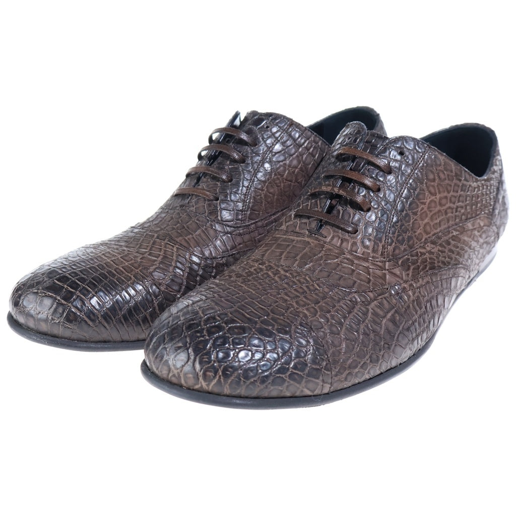 DOLCE & GABBANA(ドルチェアンドガッバーナ) ストレートチップ クロコダイル レザー ドレスアップシューズ ブラウン CA5723