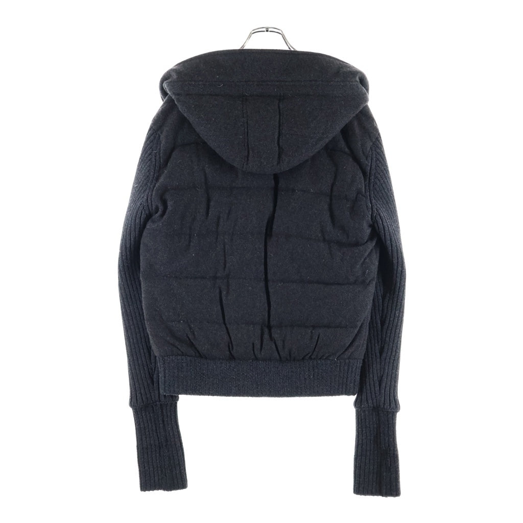 DOLCE & GABBANA(ドルチェアンドガッバーナ) 袖ニット切替 ドッキング フーデッド ジップアップ ダウンジャケット グレー G9Y39G