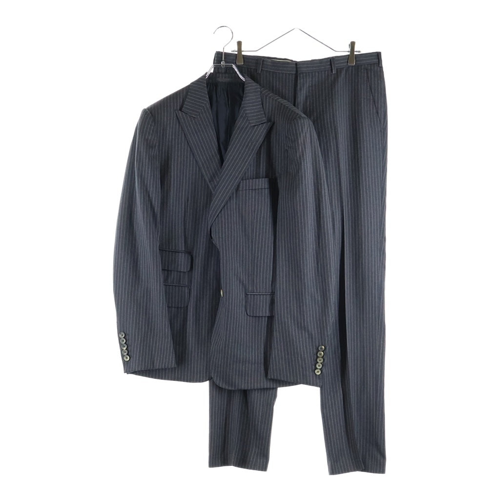 GUCCI(グッチ) フラップポケット ノッチドラペル ストライプ テーラード ジャケット センタープレス ストレート スラックス パンツ セットアップ グレー CTX 75992G