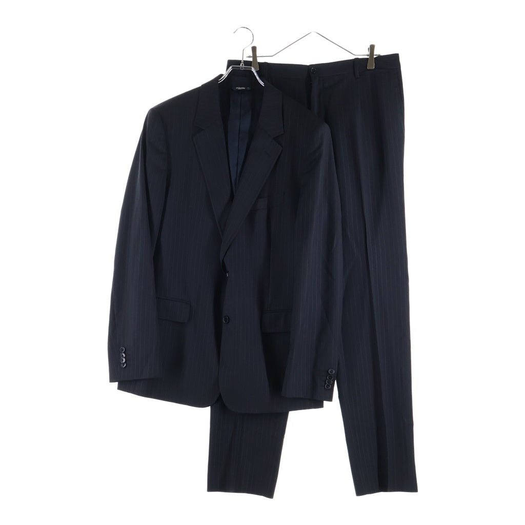 DOLCE & GABBANA(ドルチェアンドガッバーナ) フラップポケット 2B ストライプ テーラードジャケット センタープレス ストレート スラックス パンツ セットアップ ブラック