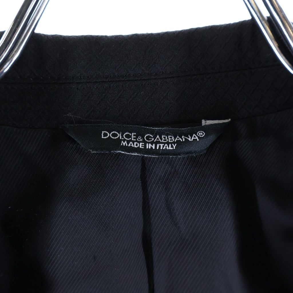 DOLCE & GABBANA(ドルチェアンドガッバーナ) フラップポケット 1B 幾何学総柄 テーラードジャケット センタープレス ストレート スラックス パンツ セットアップ ブラック