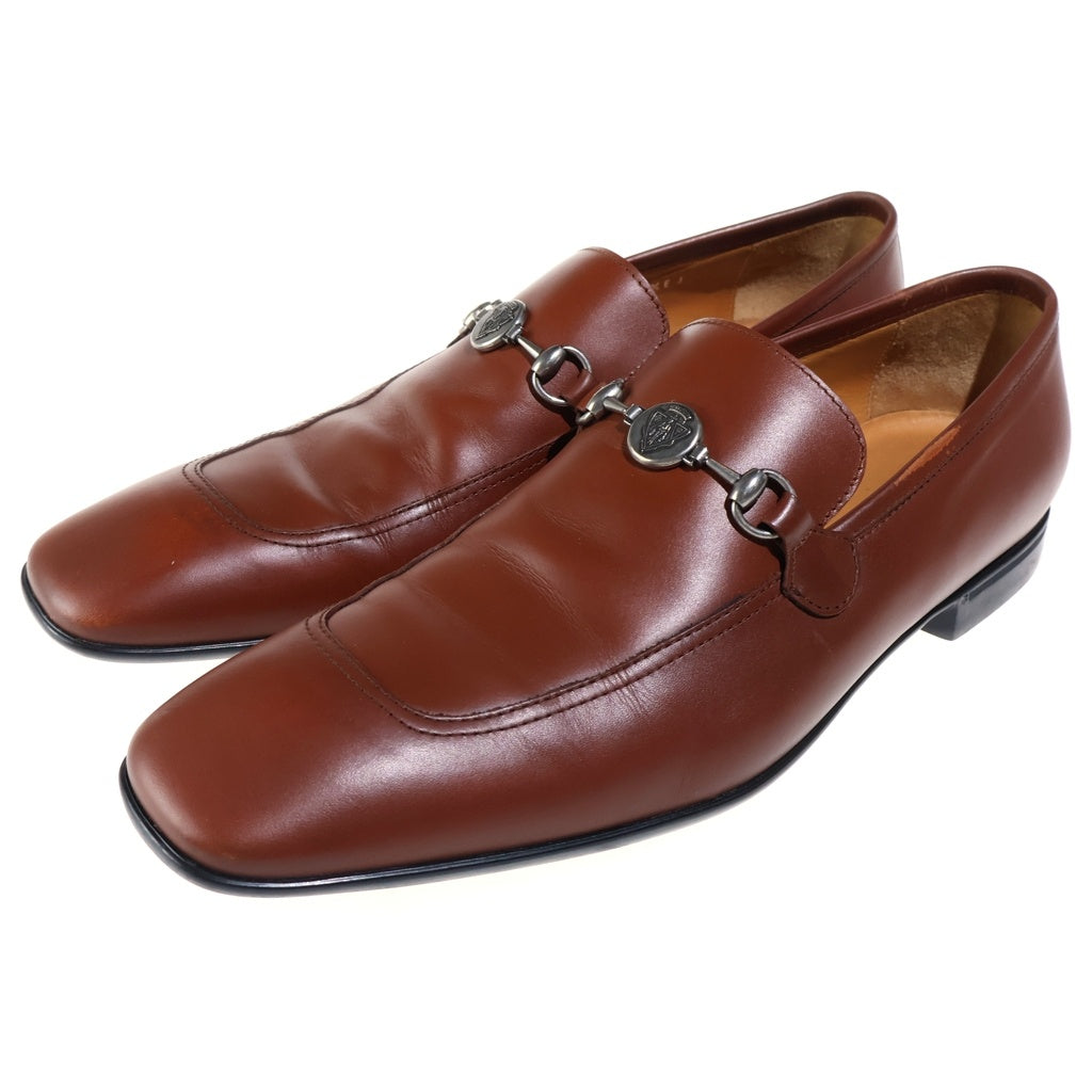 GUCCI(グッチ) ホースビット クレストロゴ カーフレザー スリッポン ローファー ブラウン 189991