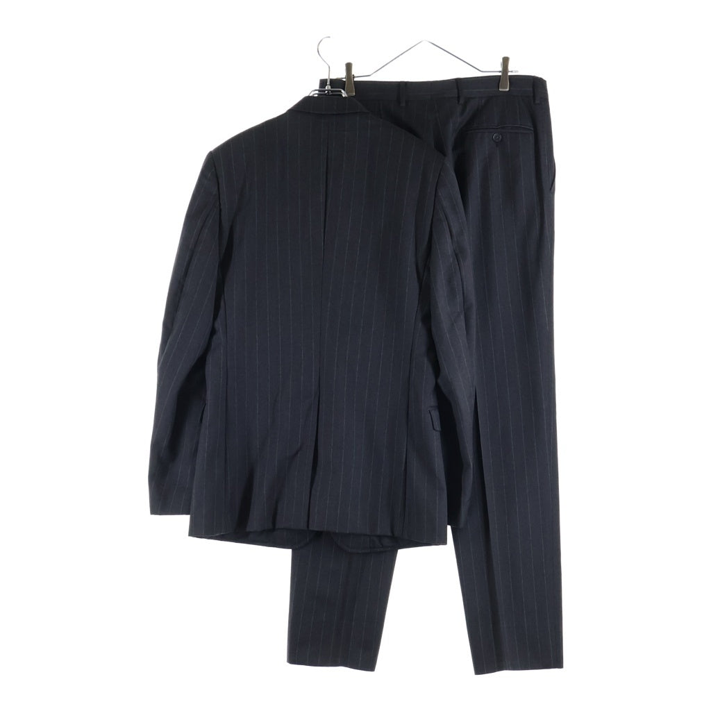 DOLCE & GABBANA(ドルチェアンドガッバーナ) フラップポケット ノッチドラペル 2B ストライプ テーラードジャケット センタープレス ストレート スラックス パンツ セットアップ グレー