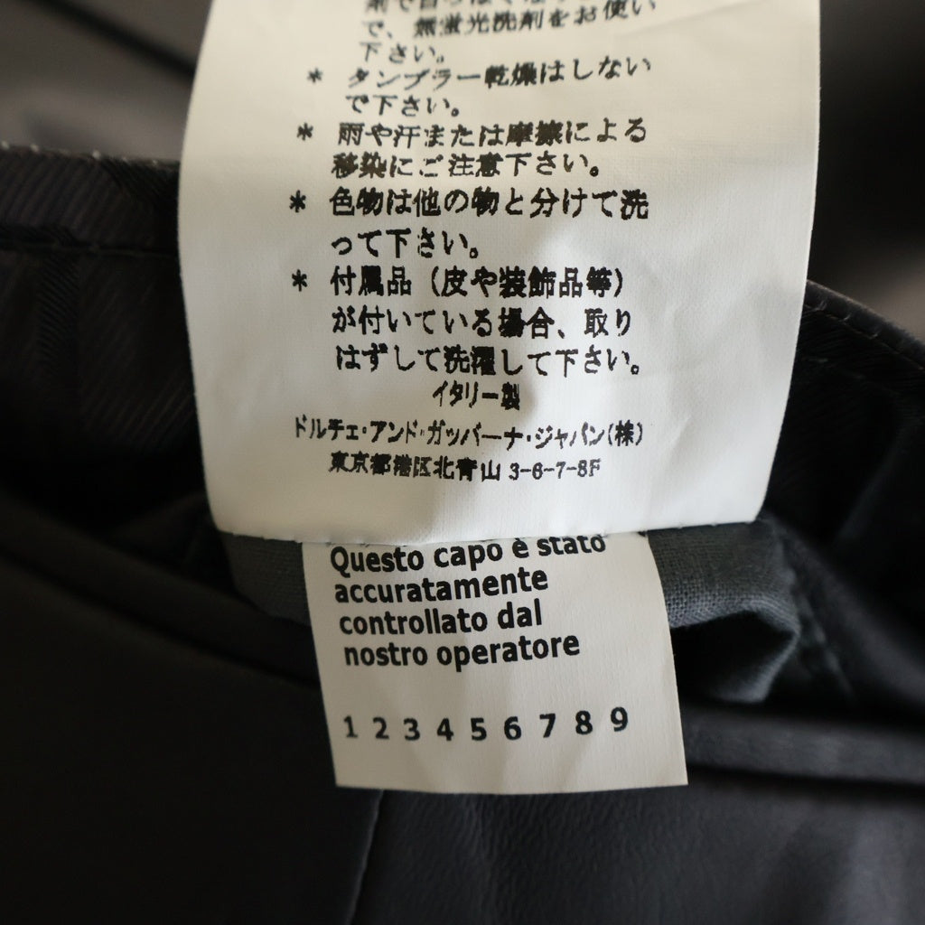 DOLCE & GABBANA(ドルチェアンドガッバーナ) ラムスキン フラップポケット テーラード レザー ジャケット グレー