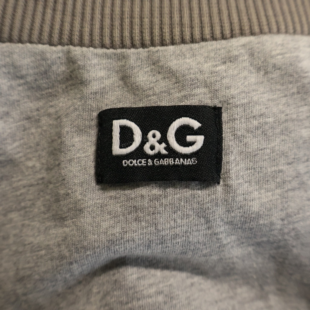 D&G(ディーアンドジー) フロントパッチ ジップフライ ナイロン スカジャン ブルゾンジャケット グレー/ネイビー