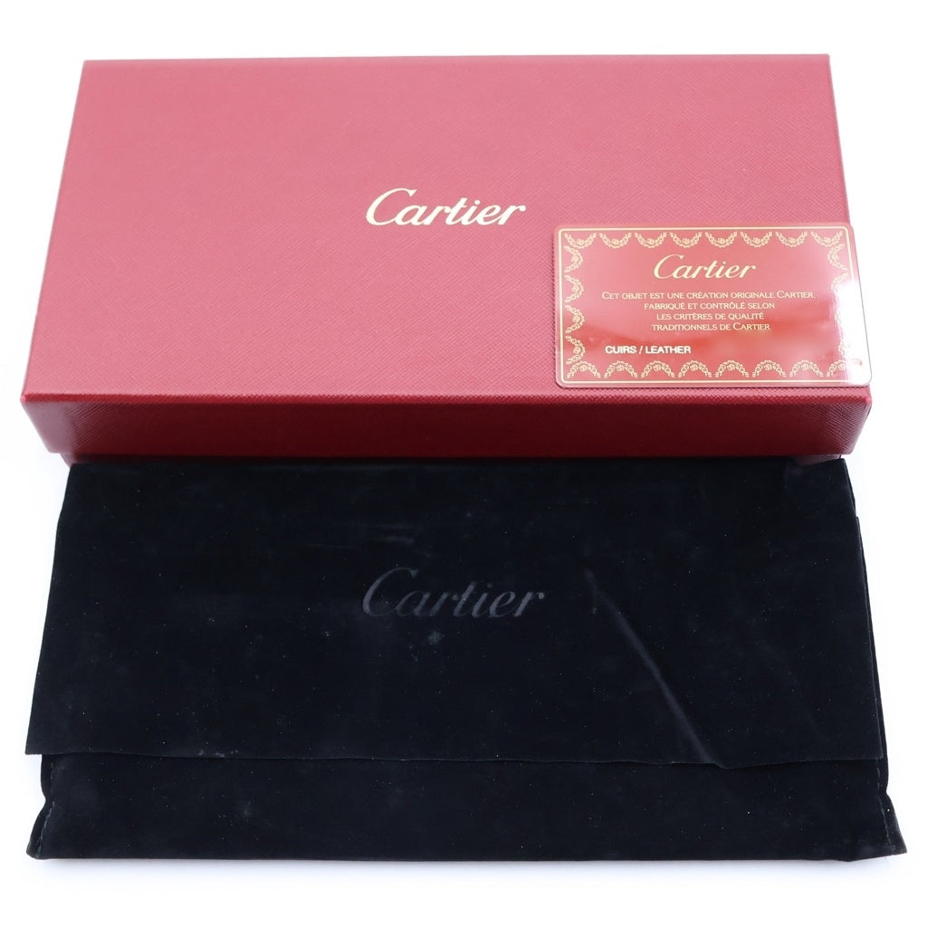 Cartier(カルティエ) サントス ラウンドファスナー 長財布 レザー ブラック