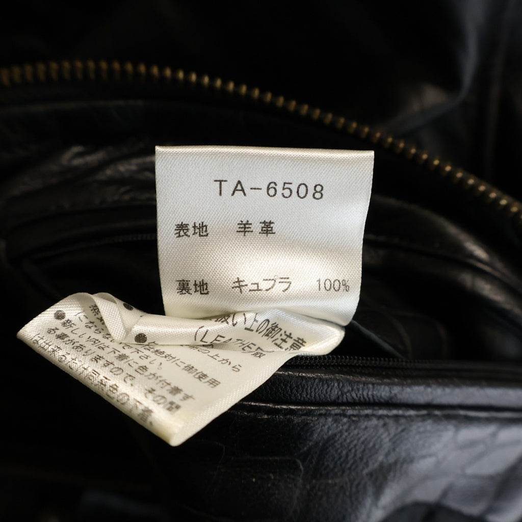 MEN'S TENORAS(メンズティノラス) ジップフライ シングルライダースジャケット ラムスキン レザージャケット ブラック TA-6508