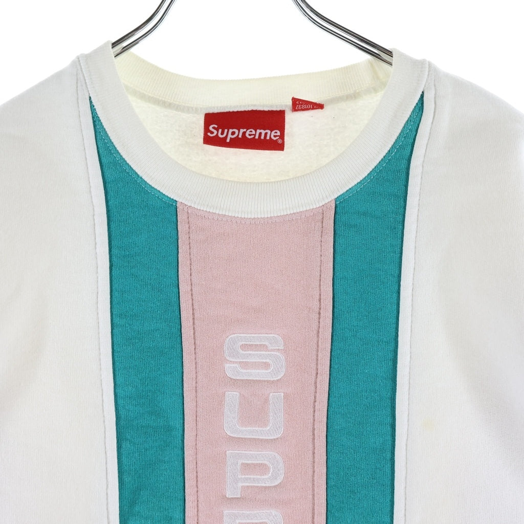 SUPREME(シュプリーム) 17SS Vertical Logo Panel Crewneck バーティカル ロゴ パネル クルーネックスウェット ホワイト