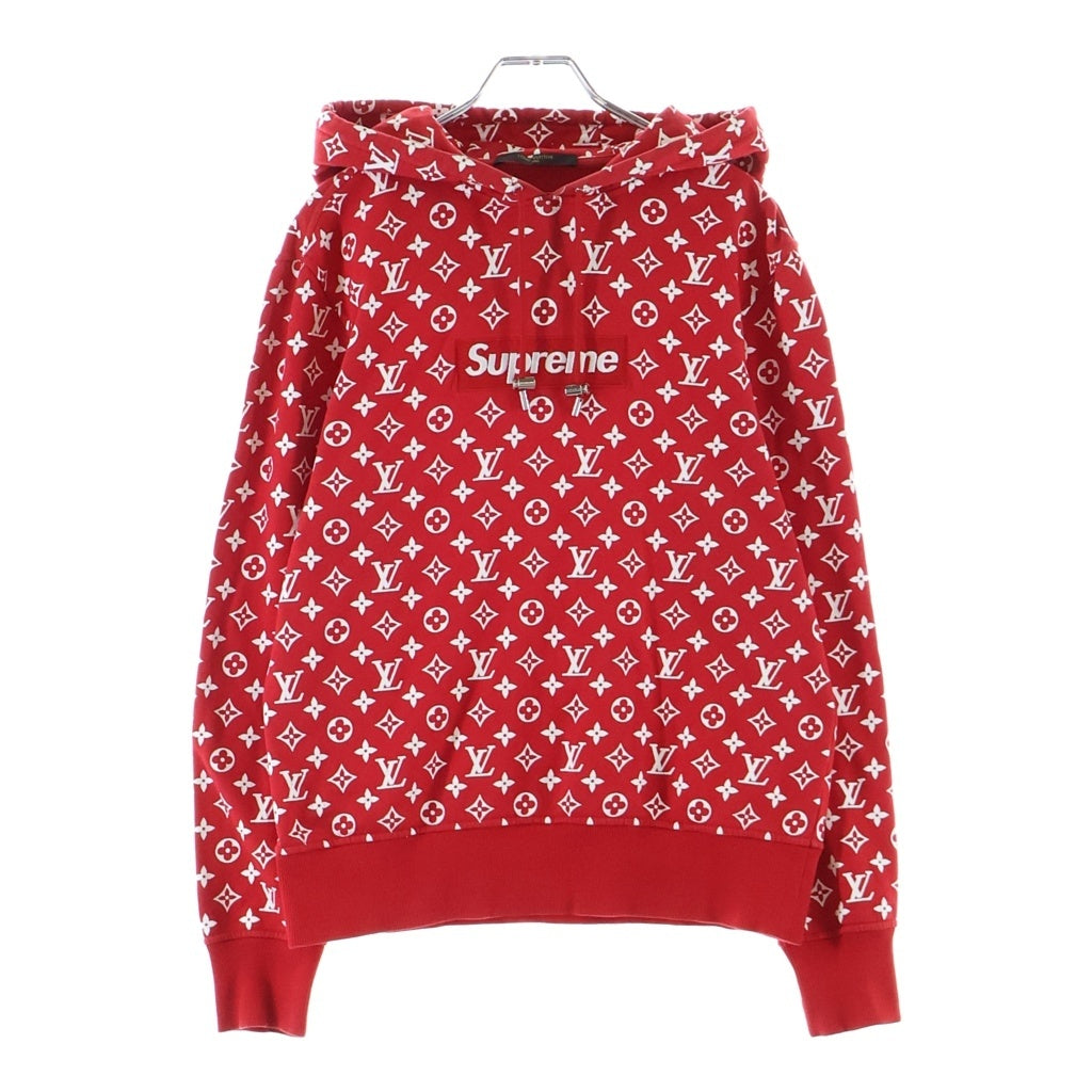 LOUIS VUITTON(ルイヴィトン) ×Supreme Box Logo Hooded Sweatshirt シュプリーム ボックスロゴ モノグラム スウェット プルオーバーパーカー レッド HDY91WJIU