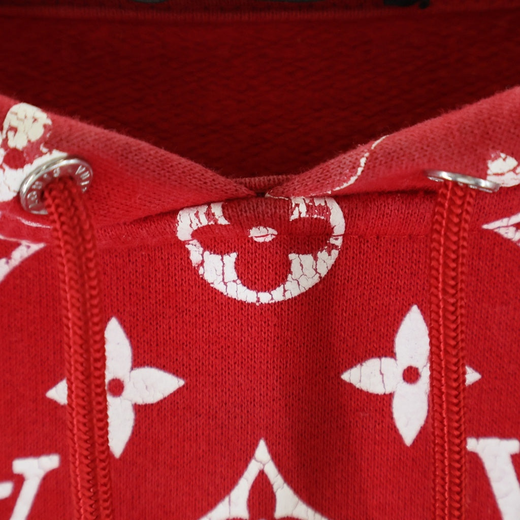 LOUIS VUITTON(ルイヴィトン) ×Supreme Box Logo Hooded Sweatshirt シュプリーム ボックスロゴ モノグラム スウェット プルオーバーパーカー レッド HDY91WJIU