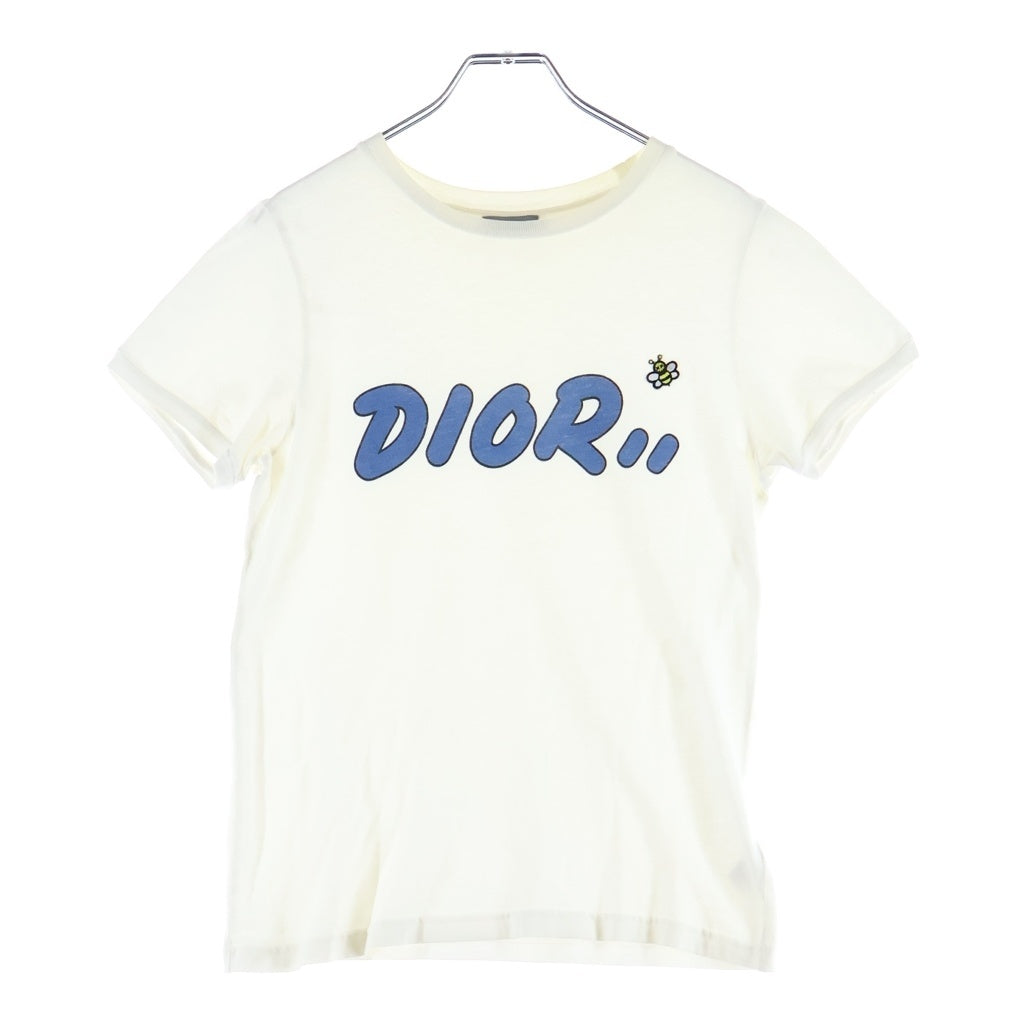 Christian Dior(クリスチャンディオール) ×Kaws カウズ ハチ刺繍 ロゴプリント クルーネック 半袖Tシャツ カットソー ホワイト 9EBO23TEEA