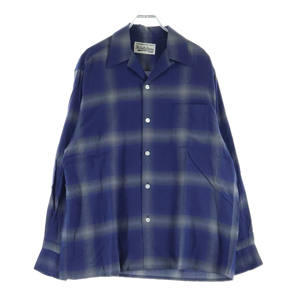 WACKO MARIA(ワコマリア) 23SS OMBRE CHECK OPEN COLLAR SHIRT L/S オンブレ チェック オープン カラー シャツ エルエス ブルー 23SS-WNS-OC10