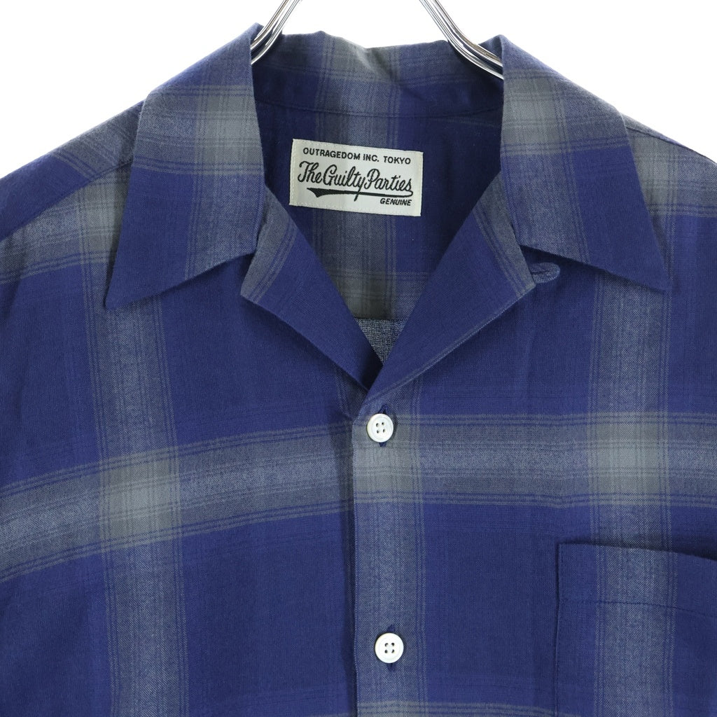 WACKO MARIA(ワコマリア) 23SS OMBRE CHECK OPEN COLLAR SHIRT L/S オンブレ チェック オープン カラー シャツ エルエス ブルー 23SS-WNS-OC10