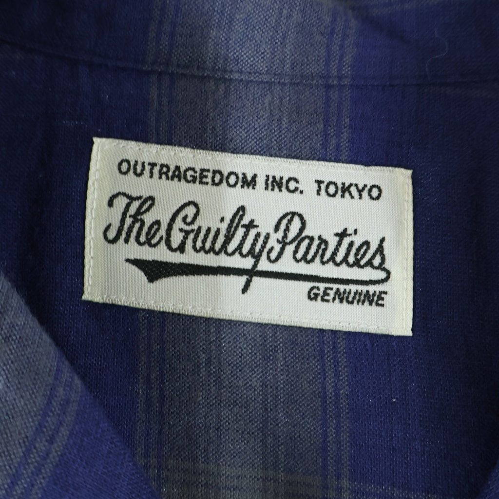 WACKO MARIA(ワコマリア) 23SS OMBRE CHECK OPEN COLLAR SHIRT L/S オンブレ チェック オープン カラー シャツ エルエス ブルー 23SS-WNS-OC10