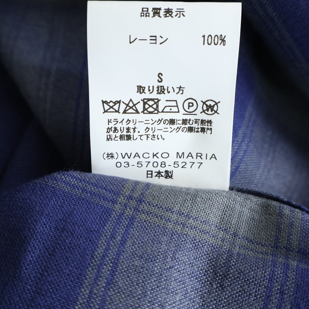 WACKO MARIA(ワコマリア) 23SS OMBRE CHECK OPEN COLLAR SHIRT L/S オンブレ チェック オープン カラー シャツ エルエス ブルー 23SS-WNS-OC10