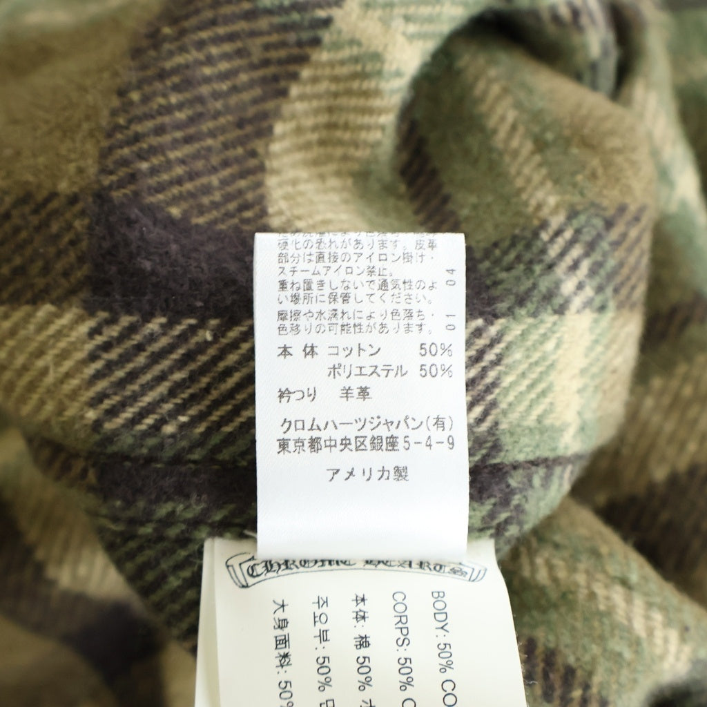 CHROME HEARTS(クロムハーツ) WORK DOG ワークドッグ クロスボタンチェック柄フランネルシャツ カーキ
