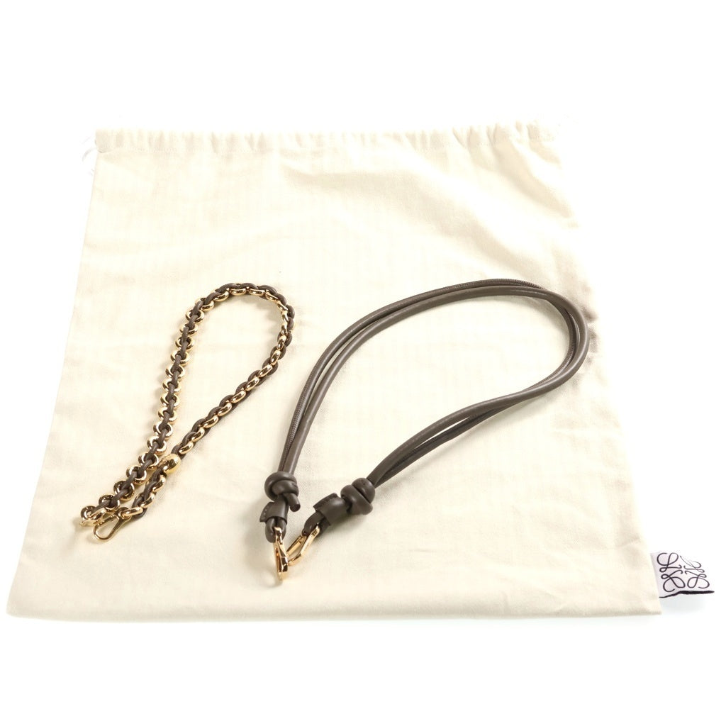 LOEWE(ロエベ) フラメンコ ミディアム ドローストリング レザー 2WAY ハンド ショルダーバッグ カーキ レディース