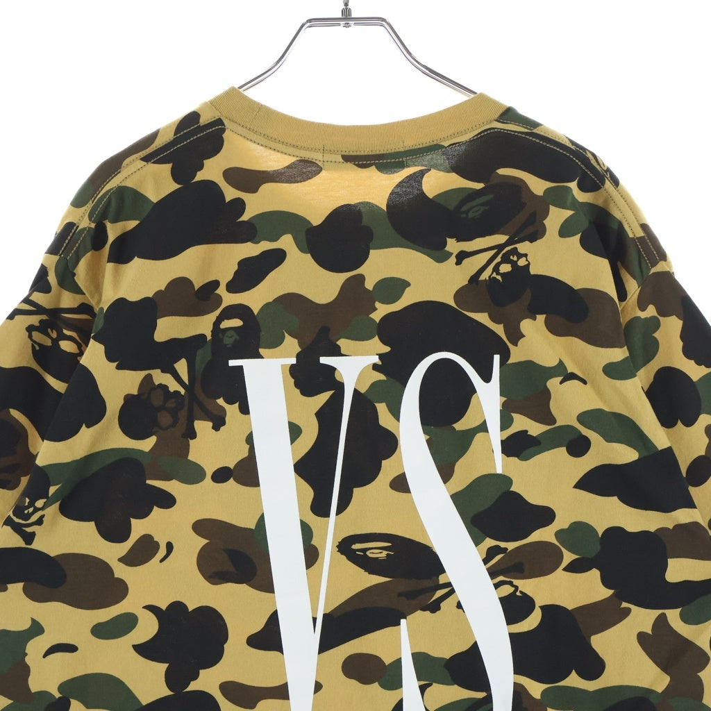 A BATHING APE(アベイシングエイプ) ×MASTERMIND JAPAN マスターマインド ロゴプリント 総柄カモフラージュデザイン クルーネック 半袖Tシャツ カットソー ブラウン 001CSG231915X