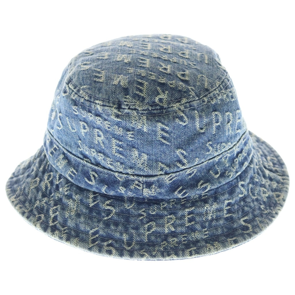 SUPREME(シュプリーム) 21SS Warp Jacquard Logos Denim Crusher ワープ ジャガード ロゴデザイン クラッシャー バケットハット 帽子 ブルー