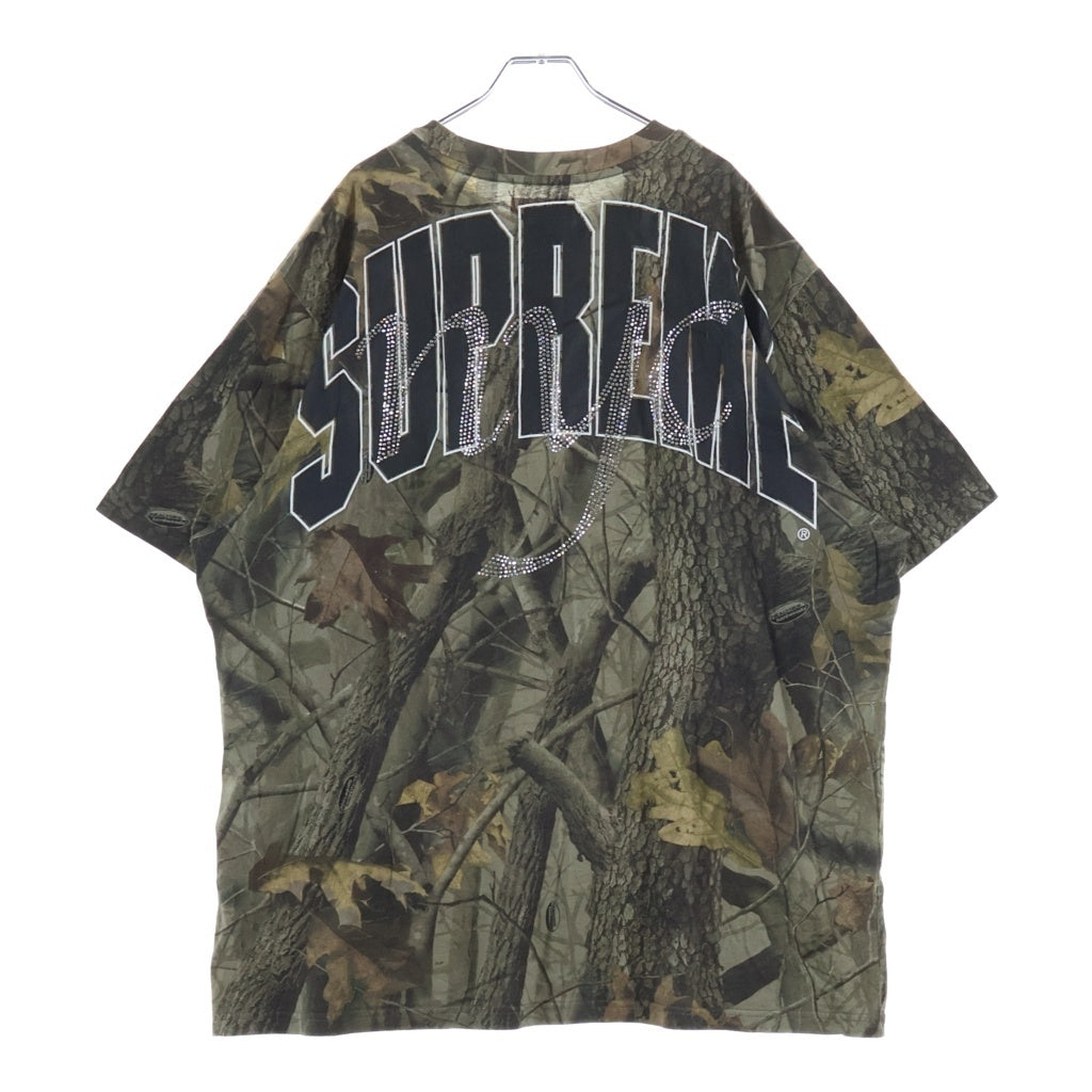 SUPREME(シュプリーム) 26SS Rhinestone Script S/S Top ラインストーン スクリプトロゴデザイン クルーネック 半袖Tシャツ カットソー カーキ