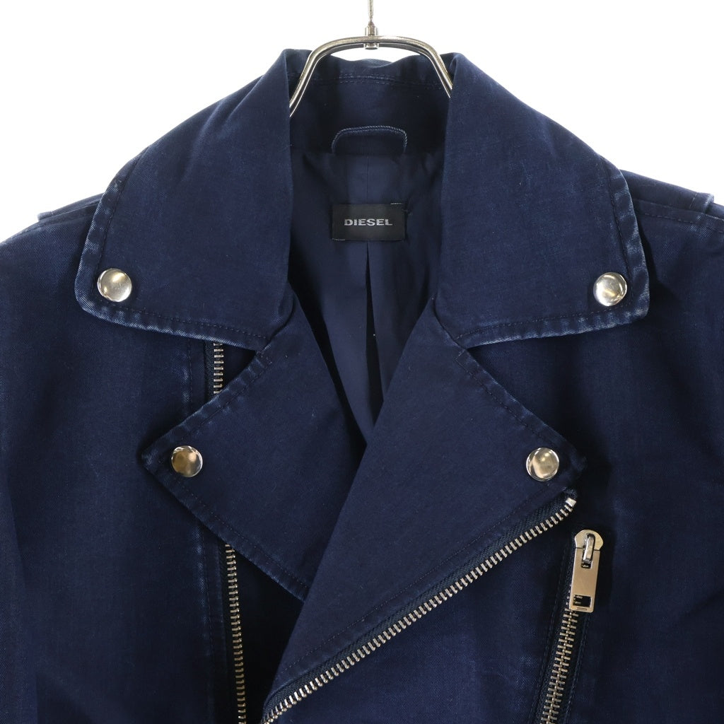 DIESEL(ディーゼル) マルチポケット コットン ジップアップ ダブルライダース ジャケット ブラック TR750018