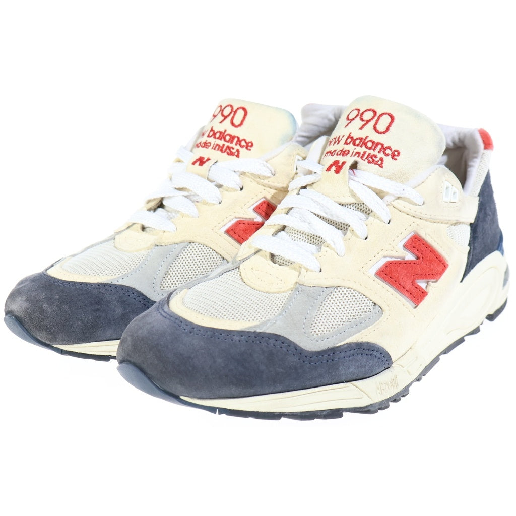 New Balance(ニューバランス) 990V2 異素材ドッキング ローカットスニーカー ホワイト/ネイビー US8.5/26.5cm M990TA2