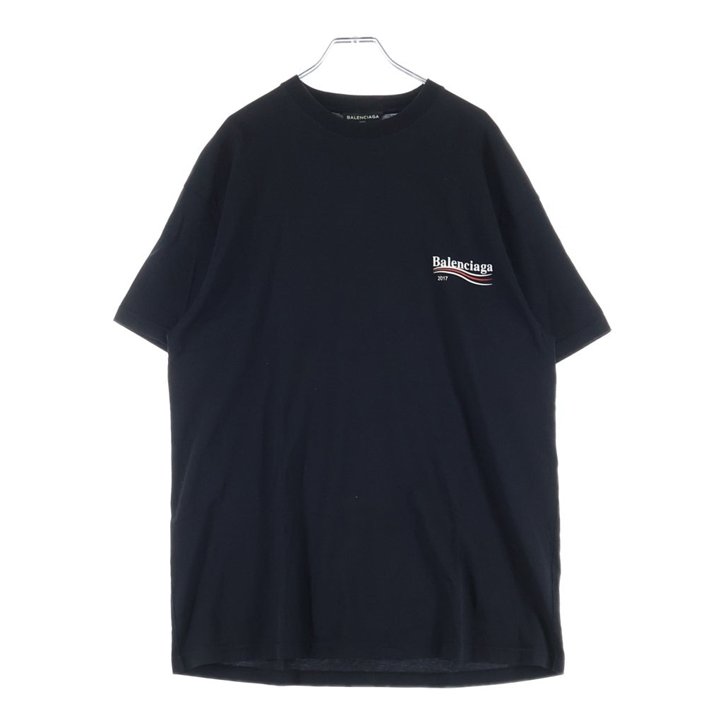 BALENCIAGA(バレンシアガ) 17AW キャンペーンロゴプリント クルーネック 半袖Tシャツ カットソー ブラック 486032 TWK28