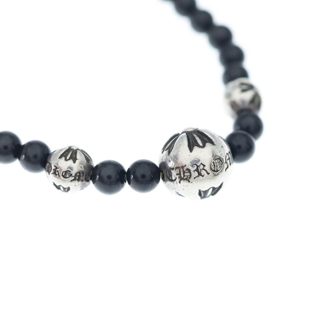 CHROME HEARTS(クロムハーツ) BEAD BRACELET 4mm ビーズブレスレット ブラックビーズブレスレット ブラック/シルバー