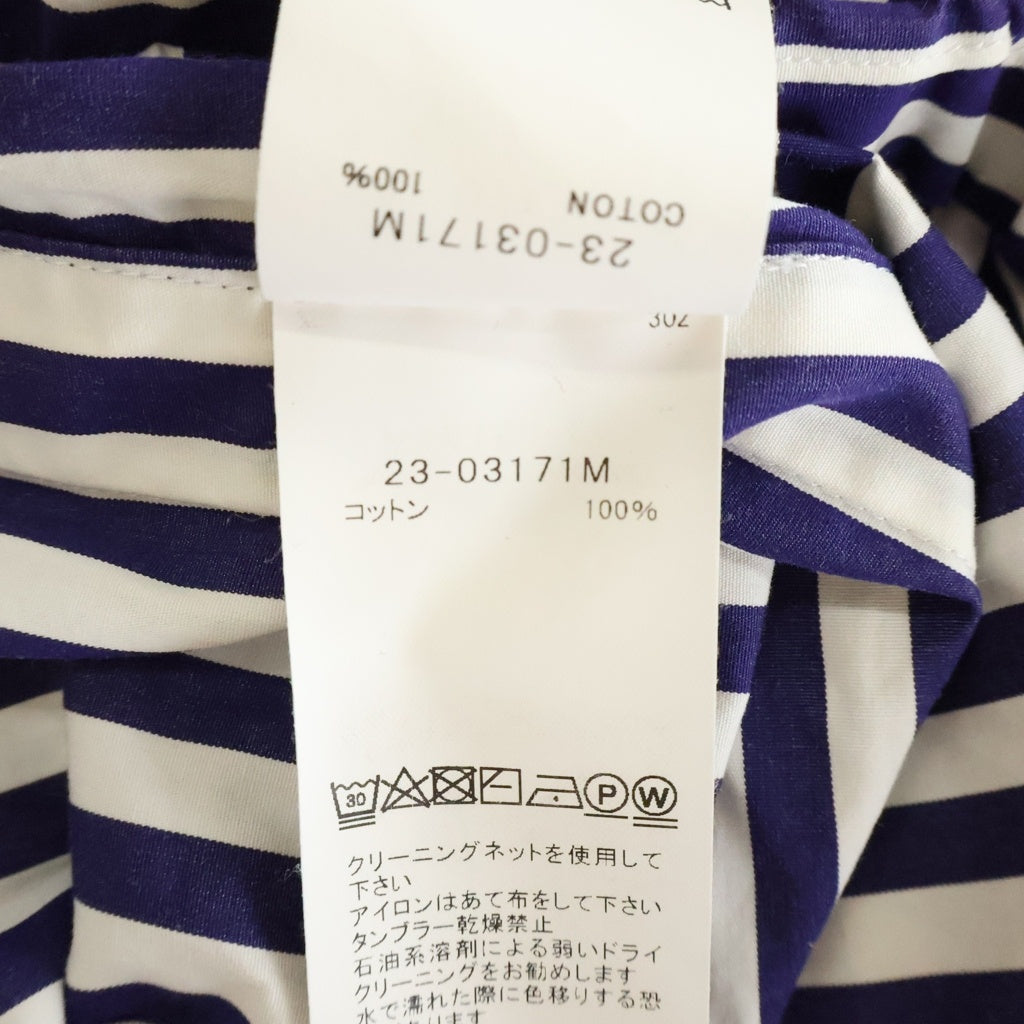Sacai(サカイ) 23AW ×Thomas Mason Cotton Poplin L/S Shirt トーマスメイソン ストライプ コットン ポプリン ジップアップ 長袖シャツ ホワイト/ブルー 23-03171M