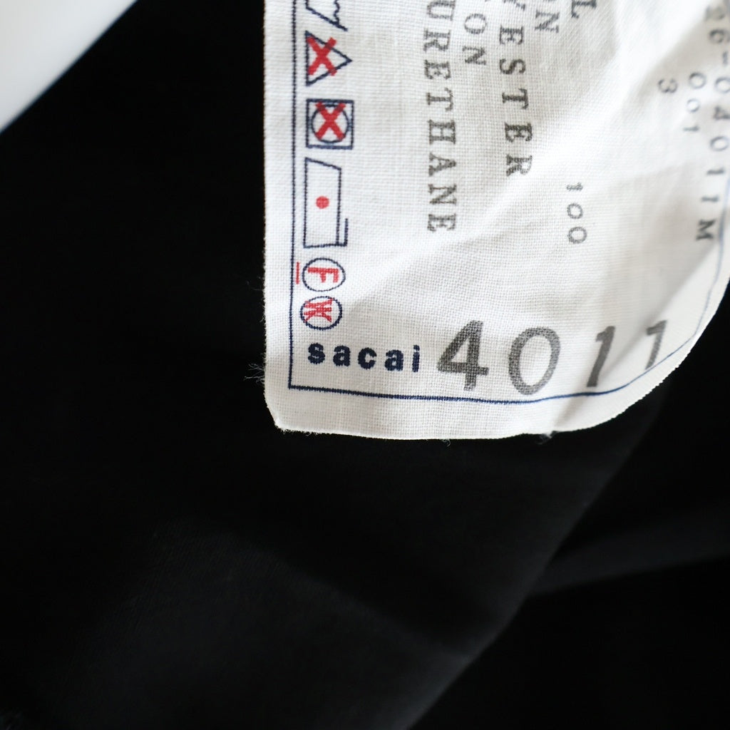 Sacai(サカイ) 26SS Wool Suiting x Nylon Twill Shirt 再構築 ウール スーチング ナイロンツイル ドッキング 半袖シャツ ブラック 26-04011M