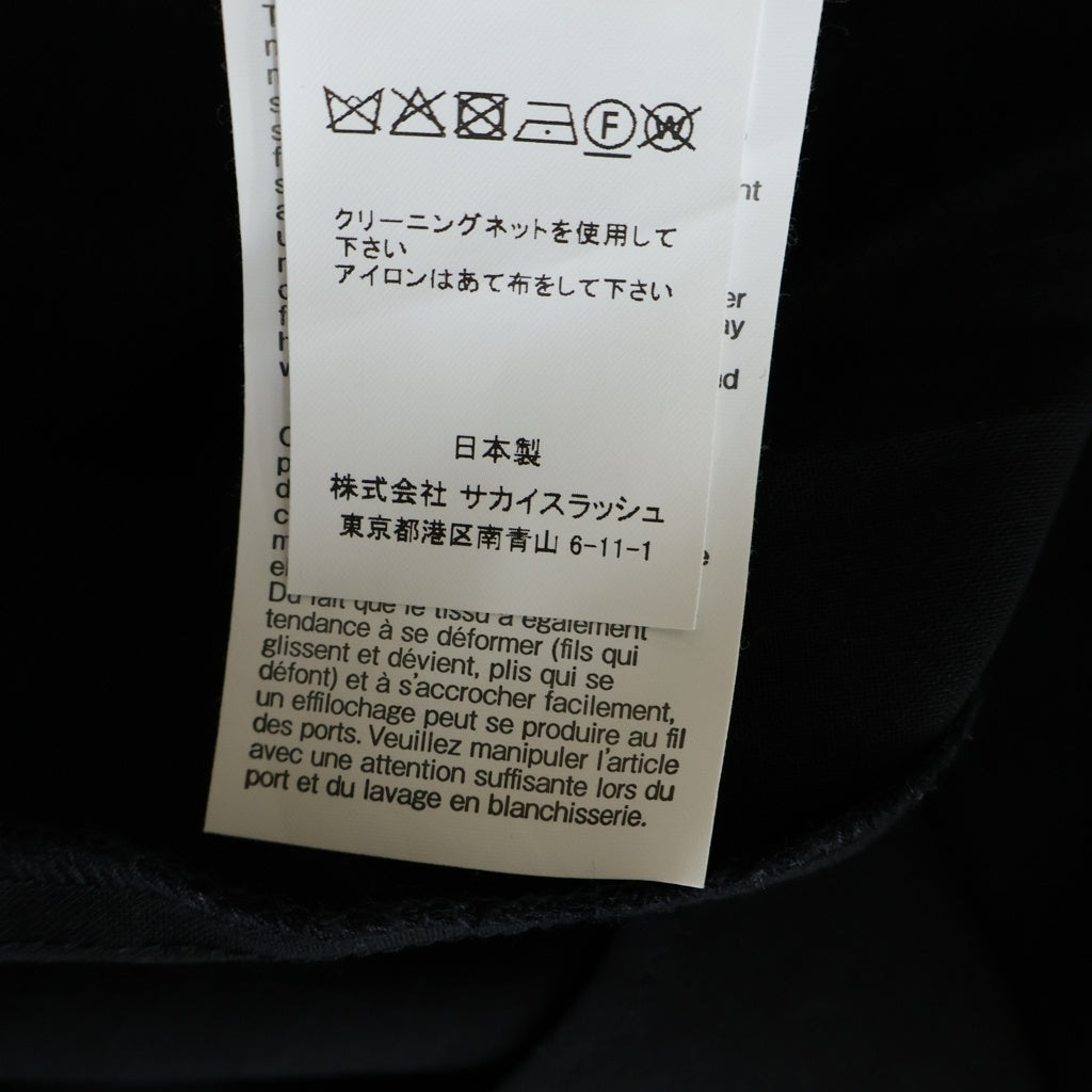 Sacai(サカイ) 26SS Wool Suiting x Nylon Twill Shirt 再構築 ウール スーチング ナイロンツイル ドッキング 半袖シャツ ブラック 26-04011M