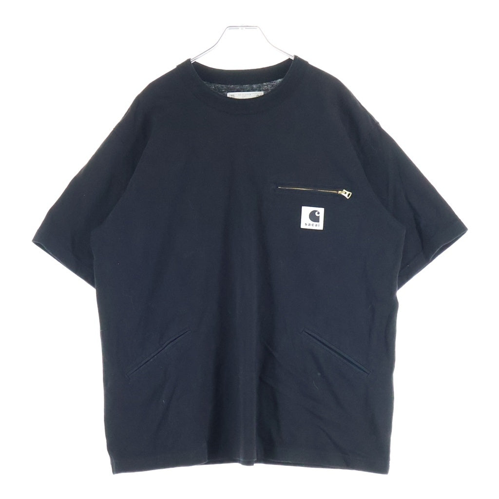 Sacai(サカイ) 26SS ×Carhartt WIP Cotton Jersey T-Shirt カーハートダブリューアイピー ロゴパッチ コットン 半袖Tシャツ カットソー ブラック 26-01092S