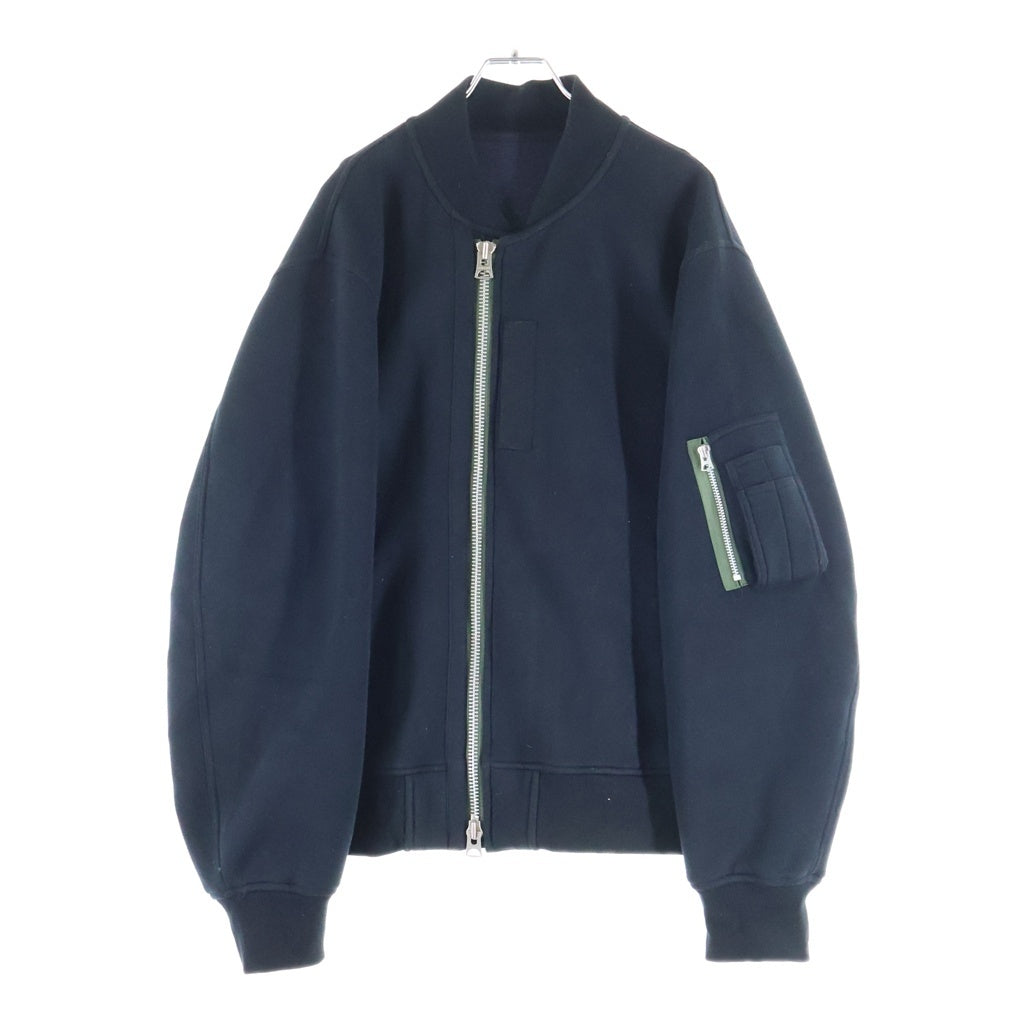 Sacai(サカイ) 25AW Sponge Sweat Blouson スポンジスウェット ジップアップ ジャケット ブルゾン ブラック 25-03790M