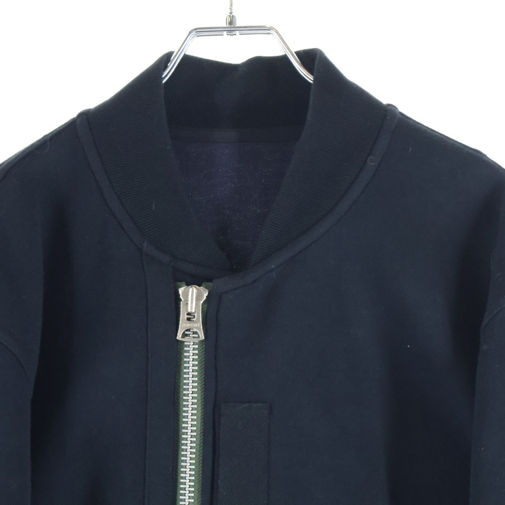 Sacai(サカイ) 25AW Sponge Sweat Blouson スポンジスウェット ジップアップ ジャケット ブルゾン ブラック 25-03790M