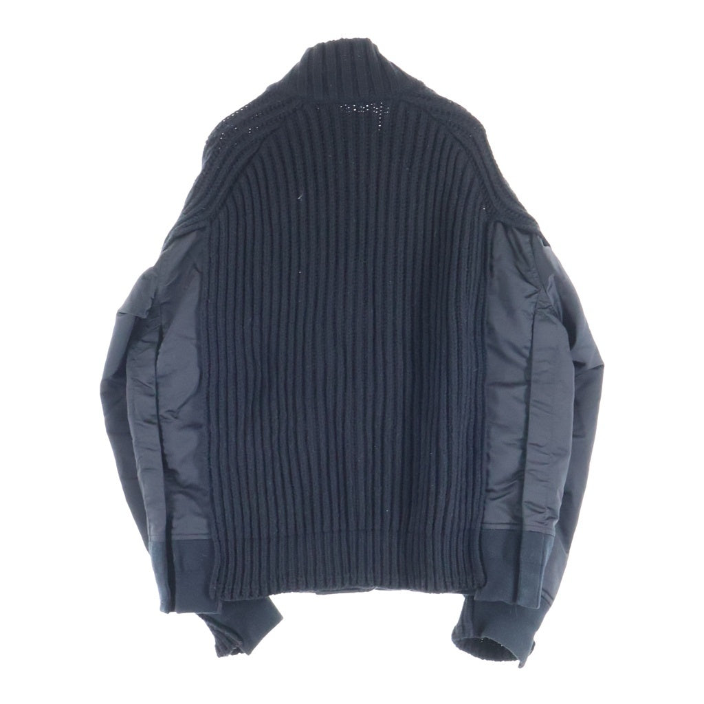 Sacai(サカイ) 22AW Nylon Twill Mix Knit Blouson 再構築 ナイロンツイル ミックスニット ドッキング ブルゾン ジップアップ ジャケット ブラック 22-02826M