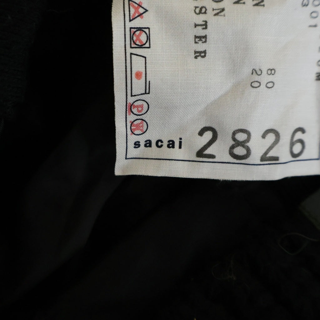 Sacai(サカイ) 22AW Nylon Twill Mix Knit Blouson 再構築 ナイロンツイル ミックスニット ドッキング ブルゾン ジップアップ ジャケット ブラック 22-02826M
