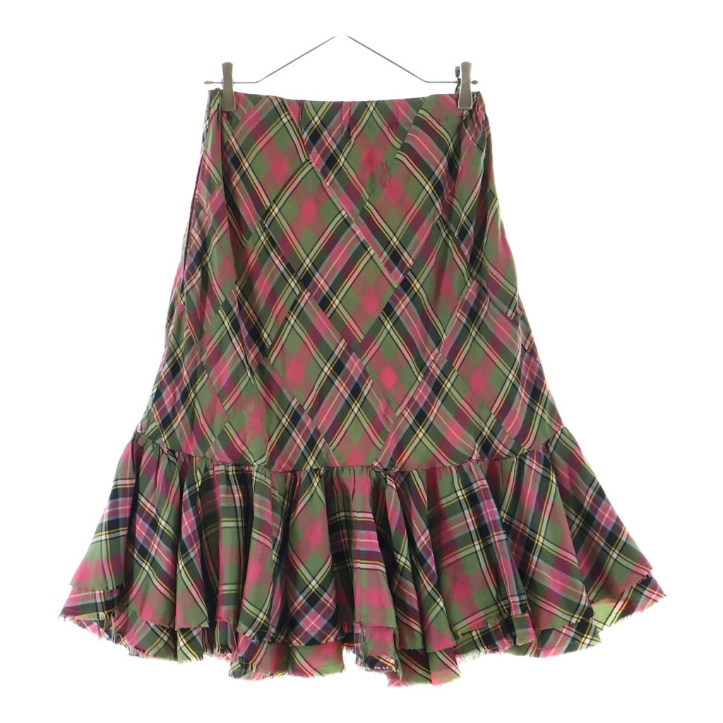 JUNYA WATANABE COMME des GARCONS(ジュンヤワタナベ コムデギャルソン) タータンチェック キュプラ スカート ピンク レディース UK-S047 AD2003