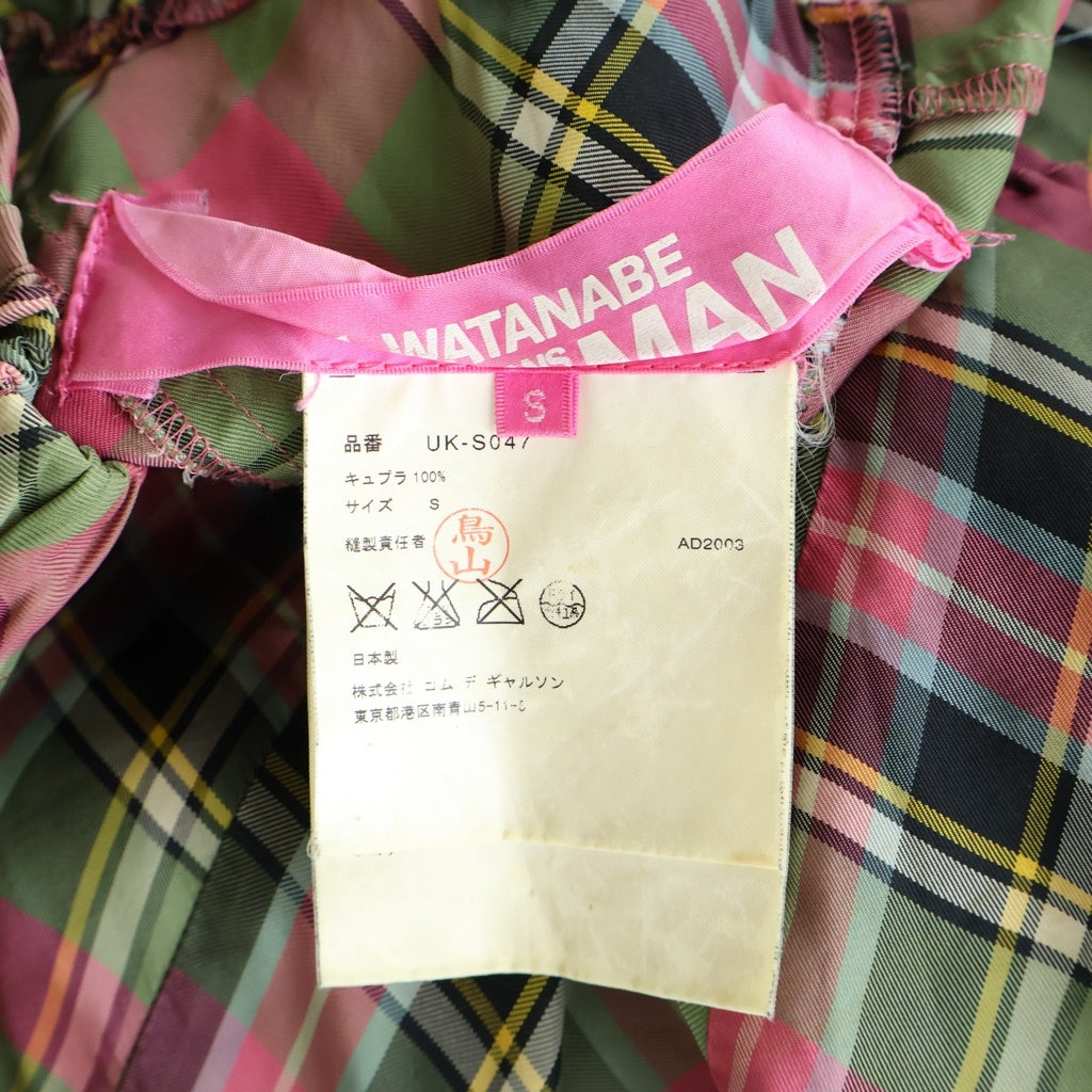 JUNYA WATANABE COMME des GARCONS(ジュンヤワタナベ コムデギャルソン) タータンチェック キュプラ スカート ピンク レディース UK-S047 AD2003