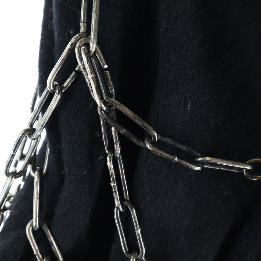 JUNYA WATANABE COMME des GARCONS(ジュンヤワタナベ コムデギャルソン) 03AW 縮絨 ウール チェーン装飾 カットオフ ミディスカート ブラック レディース AD2003 JK-S033