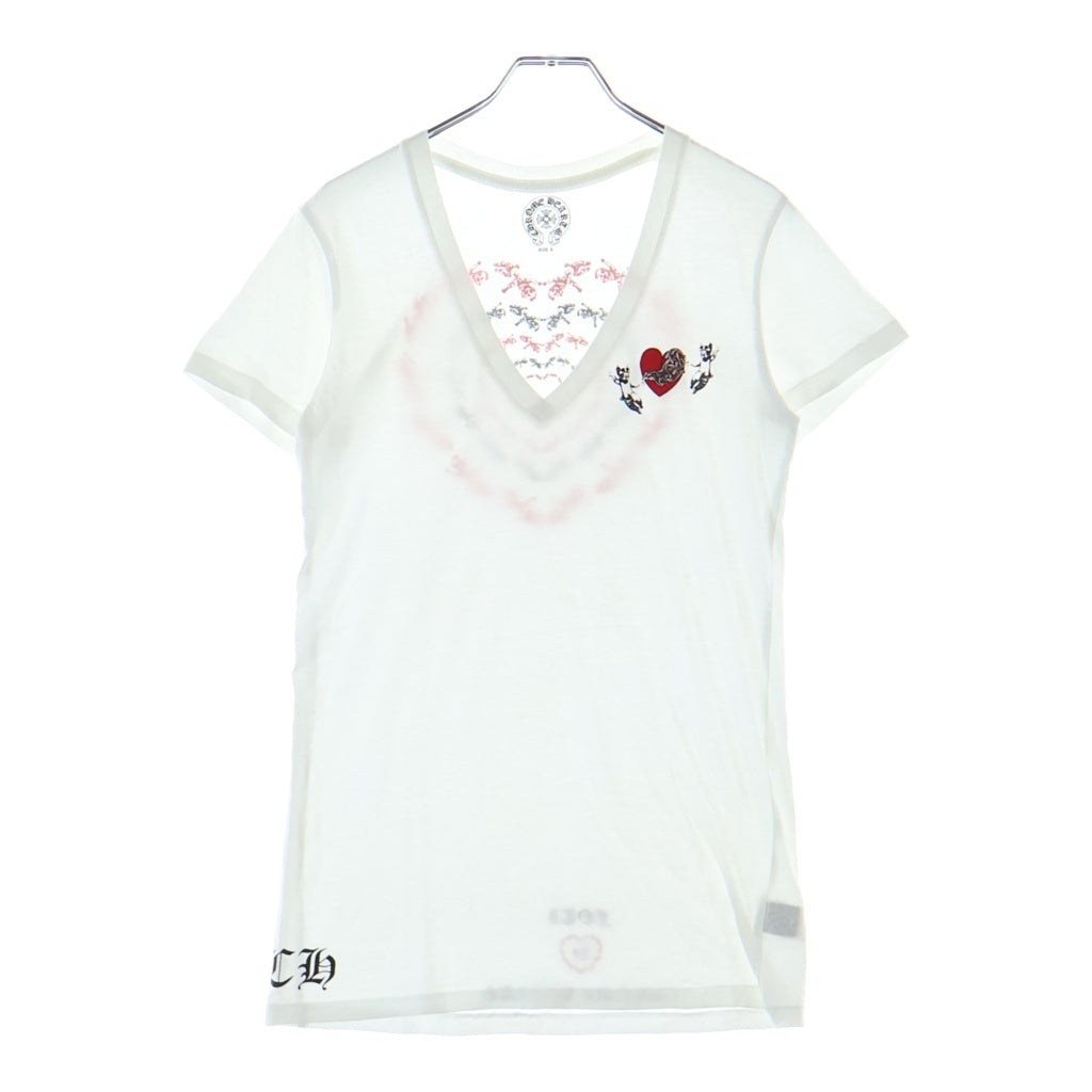 CHROME HEARTS(クロムハーツ) OLD FOTI S/S TEE オールド フォティ ハートプリント Vネック 半袖Tシャツ カットソー ホワイト
