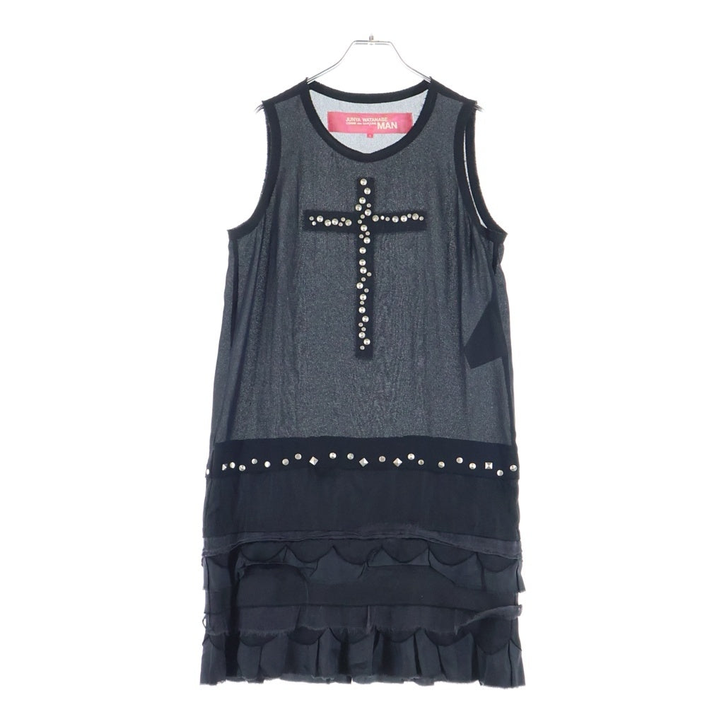 JUNYA WATANABE COMME des GARCONS(ジュンヤワタナベ コムデギャルソン) 03SS スタッズクロス ノースリーブ ワンピース ブラック レディース AD2002 UI-O003