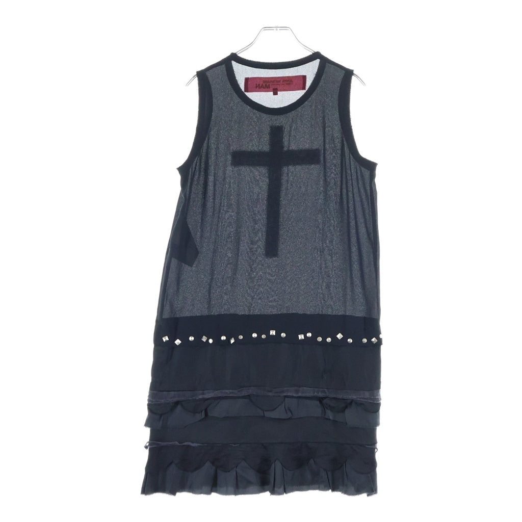 JUNYA WATANABE COMME des GARCONS(ジュンヤワタナベ コムデギャルソン) 03SS スタッズクロス ノースリーブ ワンピース ブラック レディース AD2002 UI-O003