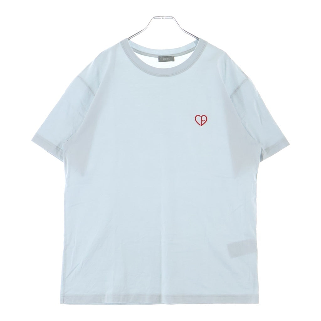 DIOR(ディオール) 24SS CD Heart Tee ハートロゴ刺繍 クルーネック 半袖Tシャツ カットソー ブルー 493J696E0677