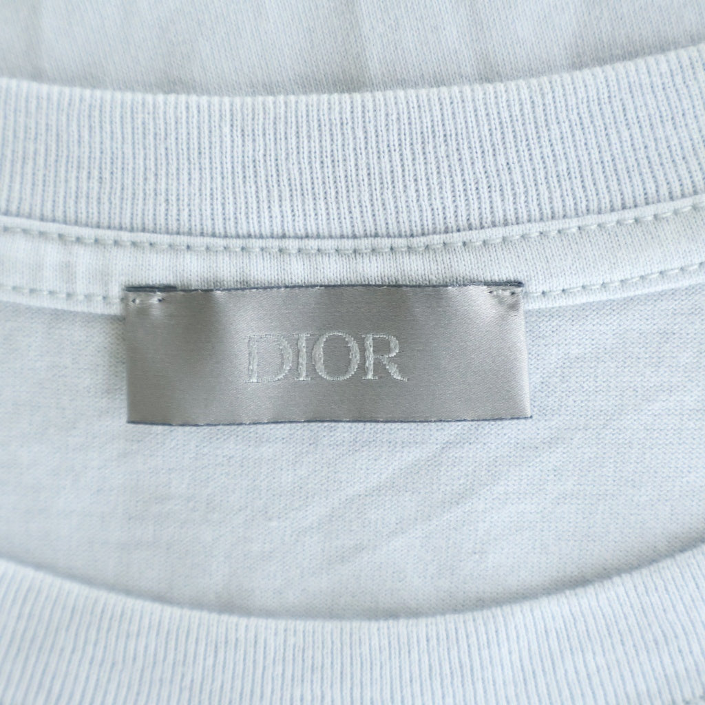 DIOR(ディオール) 24SS CD Heart Tee ハートロゴ刺繍 クルーネック 半袖Tシャツ カットソー ブルー 493J696E0677
