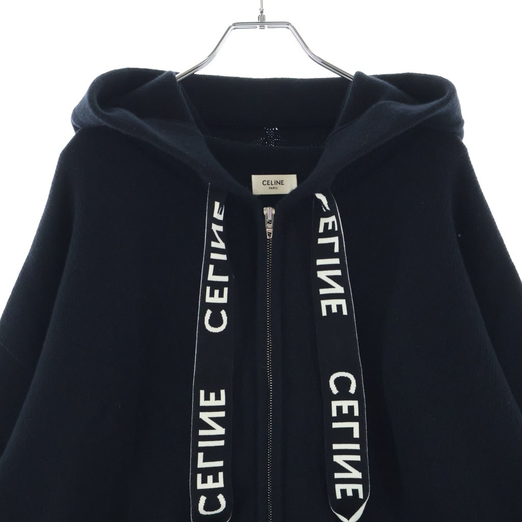 CELINE(セリーヌ) Cashmere Wool Zip Parka カシミア混 ウール ジップアップ ニット パーカー ブラック 2A77O402P