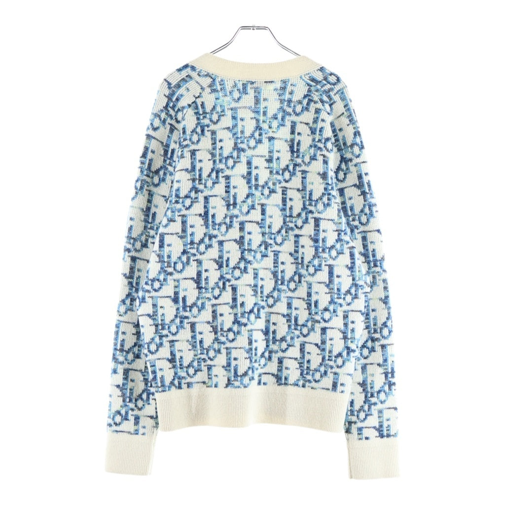DIOR(ディオール) オブリーク 総柄 ジャガード ウール ニット カーディガン ブルー 213M233AT662