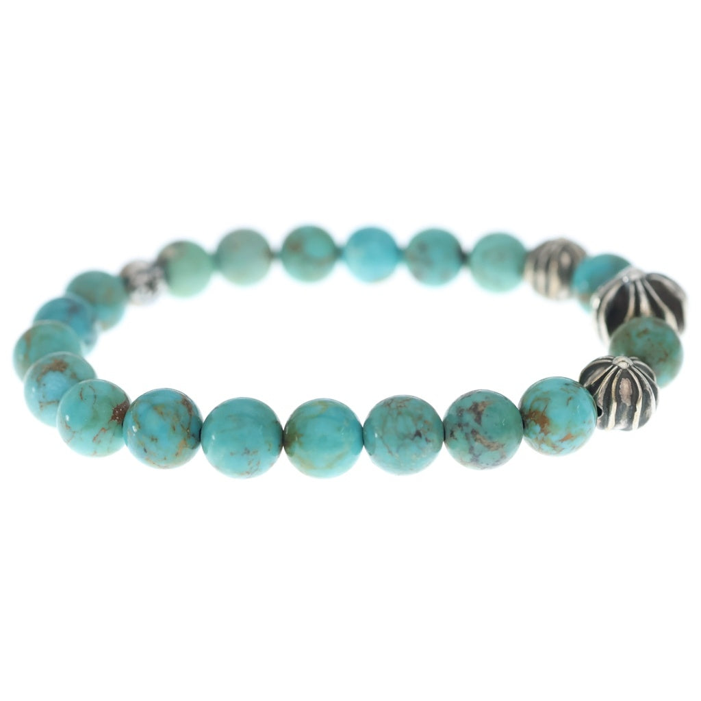 CHROME HEARTS(クロムハーツ) 8mm BEAD ターコイズ ビーズブレスレット シルバー/ブルー
